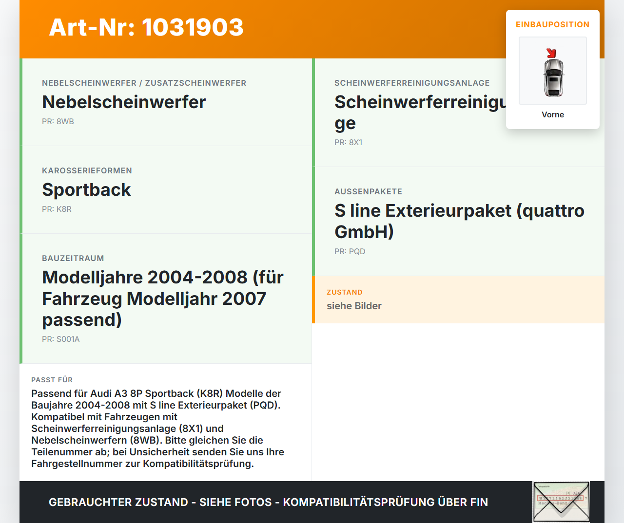 Audi A3 8P 04-08 Stoßstangenträger Stoßfängerträger Querträger Vorne Audi A3 8P 04-08 12.10.2007 a8P0807113B... Vorschau 3