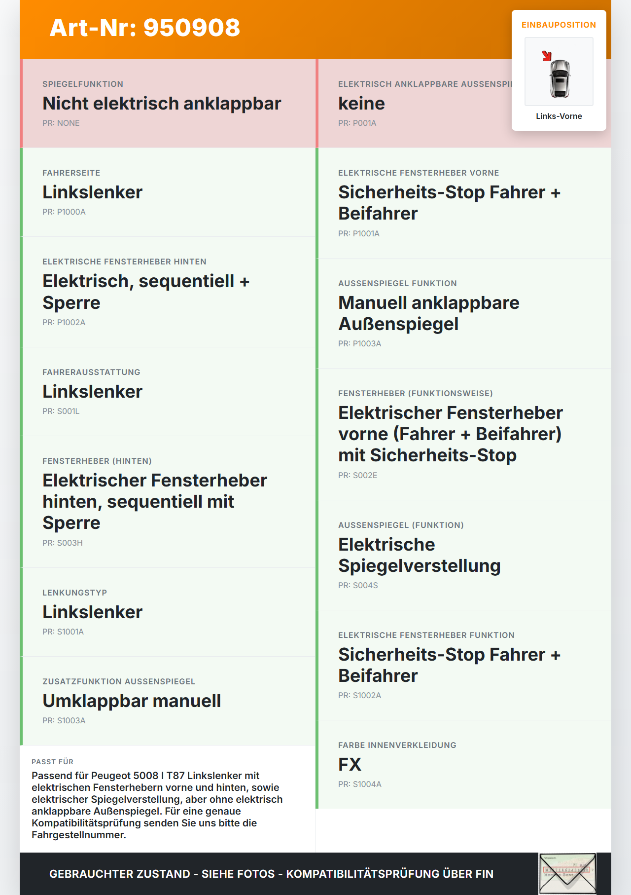 Peugeot 5008 I T87 09-13 Fensterheberschalter Schalter Links Vorne Spiegelverstellung Peugeot 5008 I T87 09-13... Vorschau 3