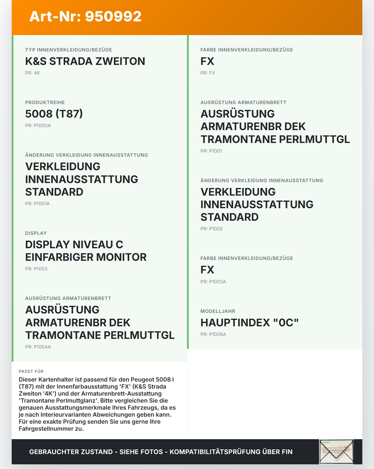 Peugeot 5008 I T87 09-13 1,5 115KW Kartenhalter Halterklammer Peugeot 5008 I T87 09-13 01.11.2011 9685508677... Vorschau 3