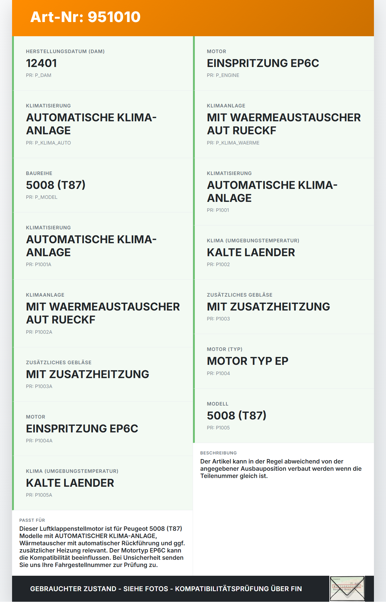 Peugeot 5008 I T87 09-13 Luftklappenstellmotor Stellmotor Pos.1 Peugeot 5008 I T87 09-13 01.11.2011 P1975001UB43... Vorschau 3