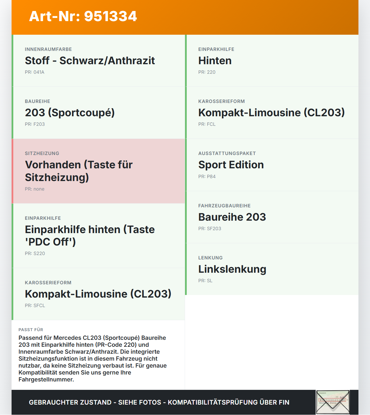 Mercedes CL203 C200K 04-08 Schalter Sitzheizung ZV ESP PDC Off Warnblinkschalter Mercedes CL203 C200K 04-08... Vorschau 3