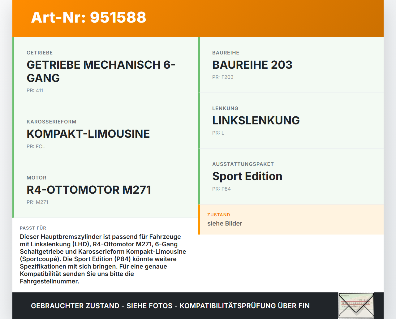 Mercedes CL203 C200K 04-08 Hauptbremszylinder Bremszylinder Mercedes CL203 C200K 04-08 04.05.2005 A0054309601 gebraucht Vorschau 3