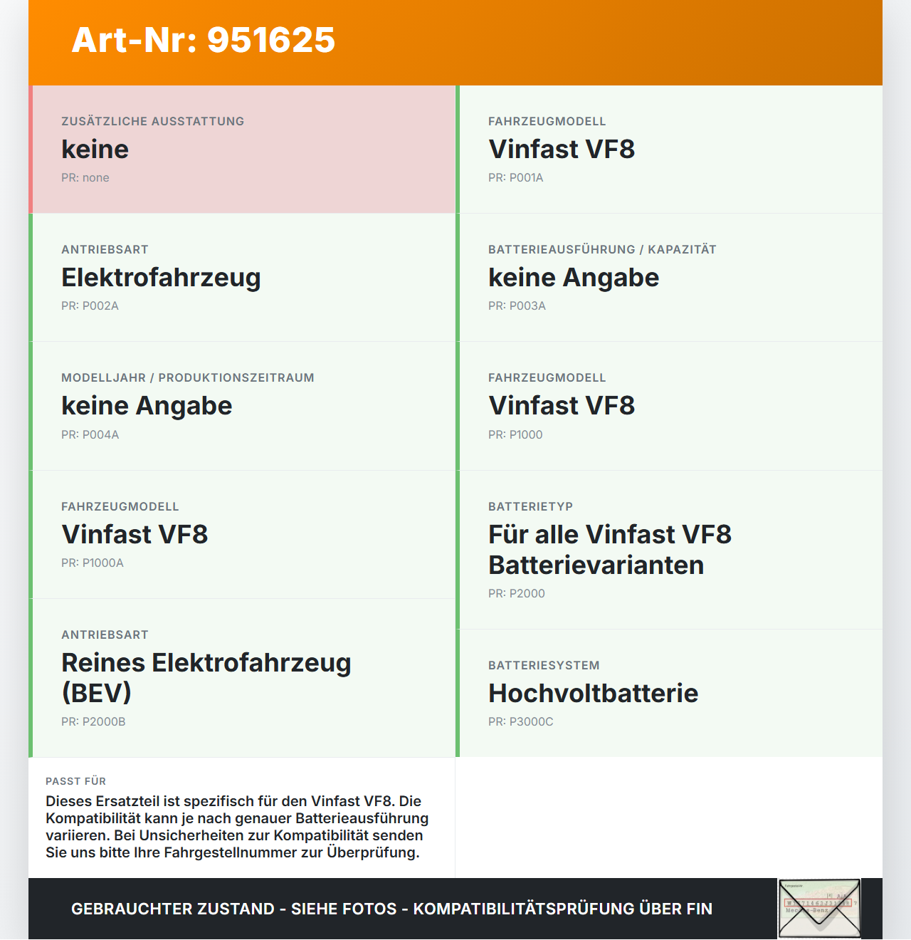 Vinfast VF8 Strombrücke Brücke für Batterie Vinfast VF8 01.11.2023 gebraucht Vorschau 3