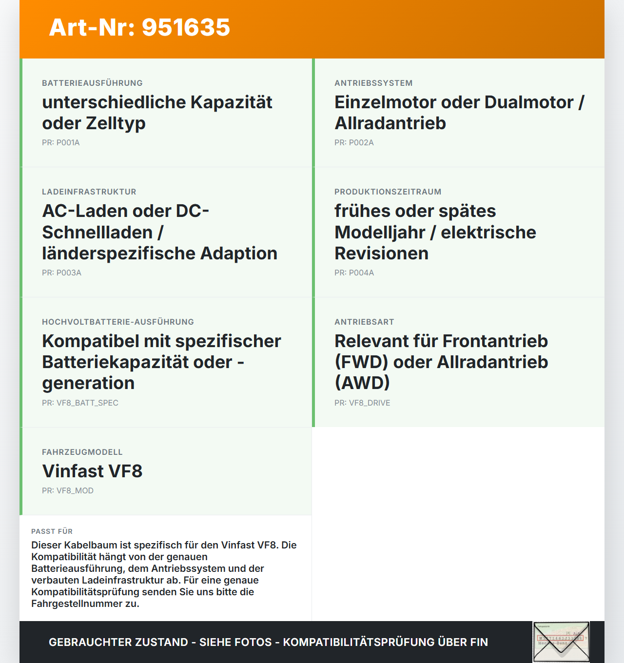 Vinfast VF8 Kabelbaum für Batterie Vinfast VF8 01.11.2023 gebraucht Vorschau 3