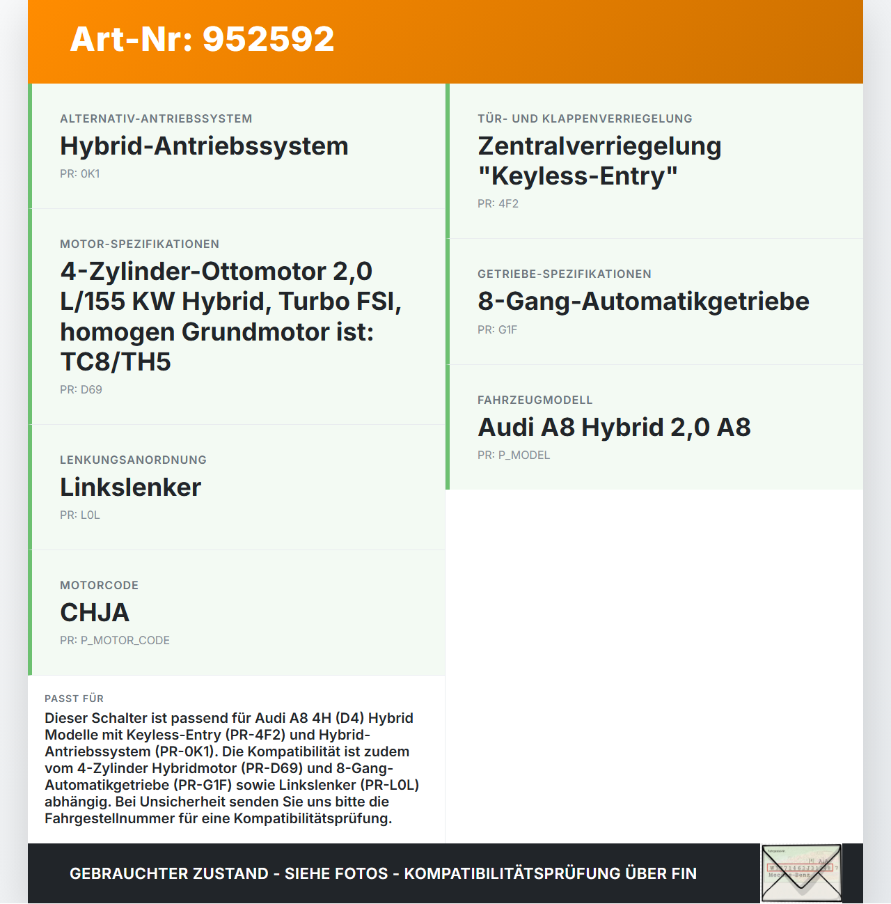 Audi A8 4H D4 09-17 Schalter Start Stop On Off Anlassschalter Audi A8 4H D4 09-17 25.04.2012 4H1905217A 10019066... Vorschau 3