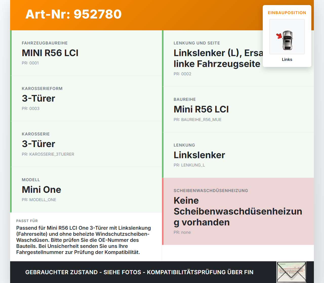 Mini One R56 LCI 13-16 Waschdüse für Windschutzscheibe WS Links Mini One R56 LCI 13-16 27.01.2014 61662755722 gebraucht Vorschau 3