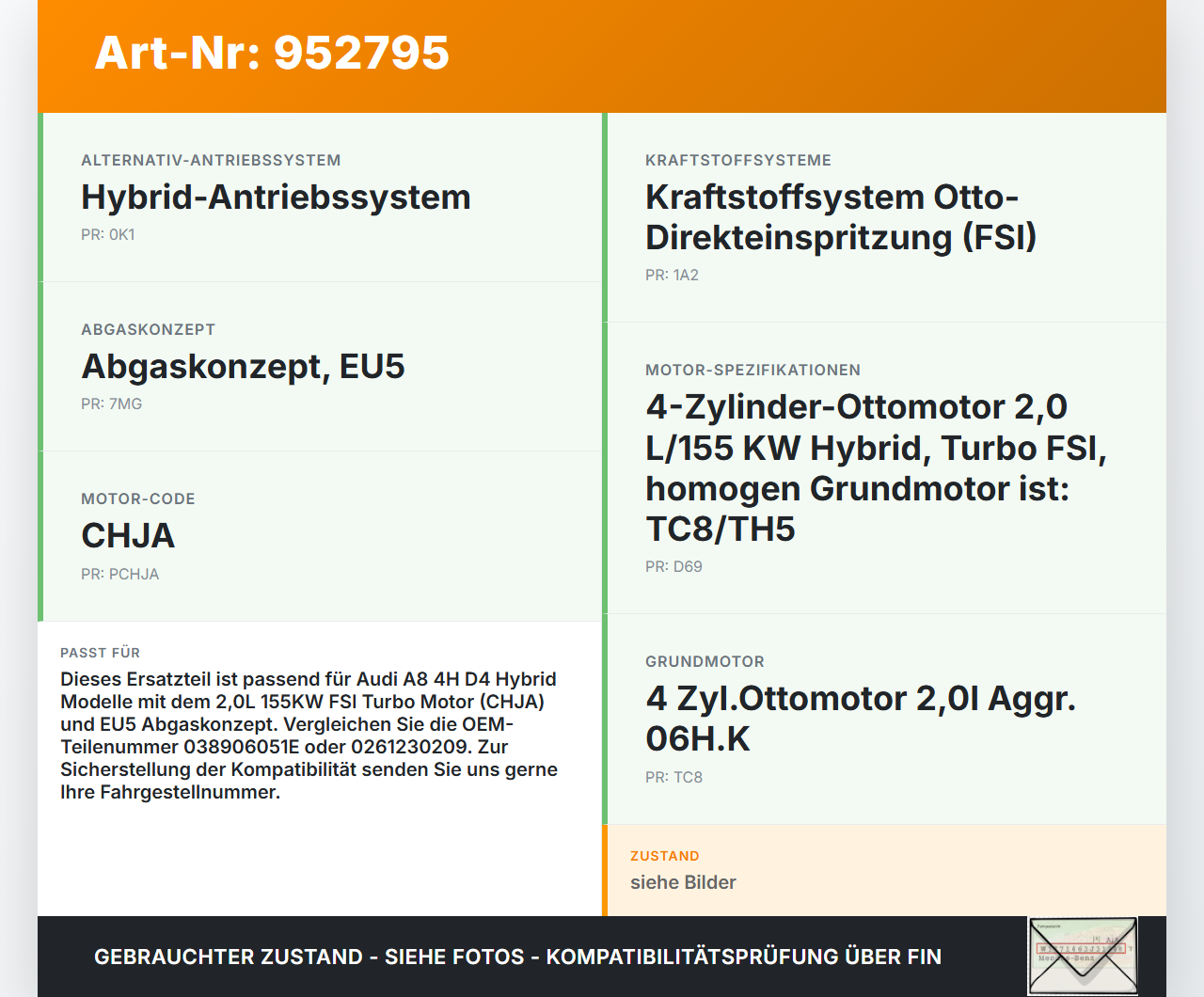Audi A8 4H D4 09-17 Hybrid 2,0 155KW Luftdruck MAP Sensor Audi A8 4H D4 09-17 25.04.2012 038906051E 0261230209 gebraucht Vorschau 3