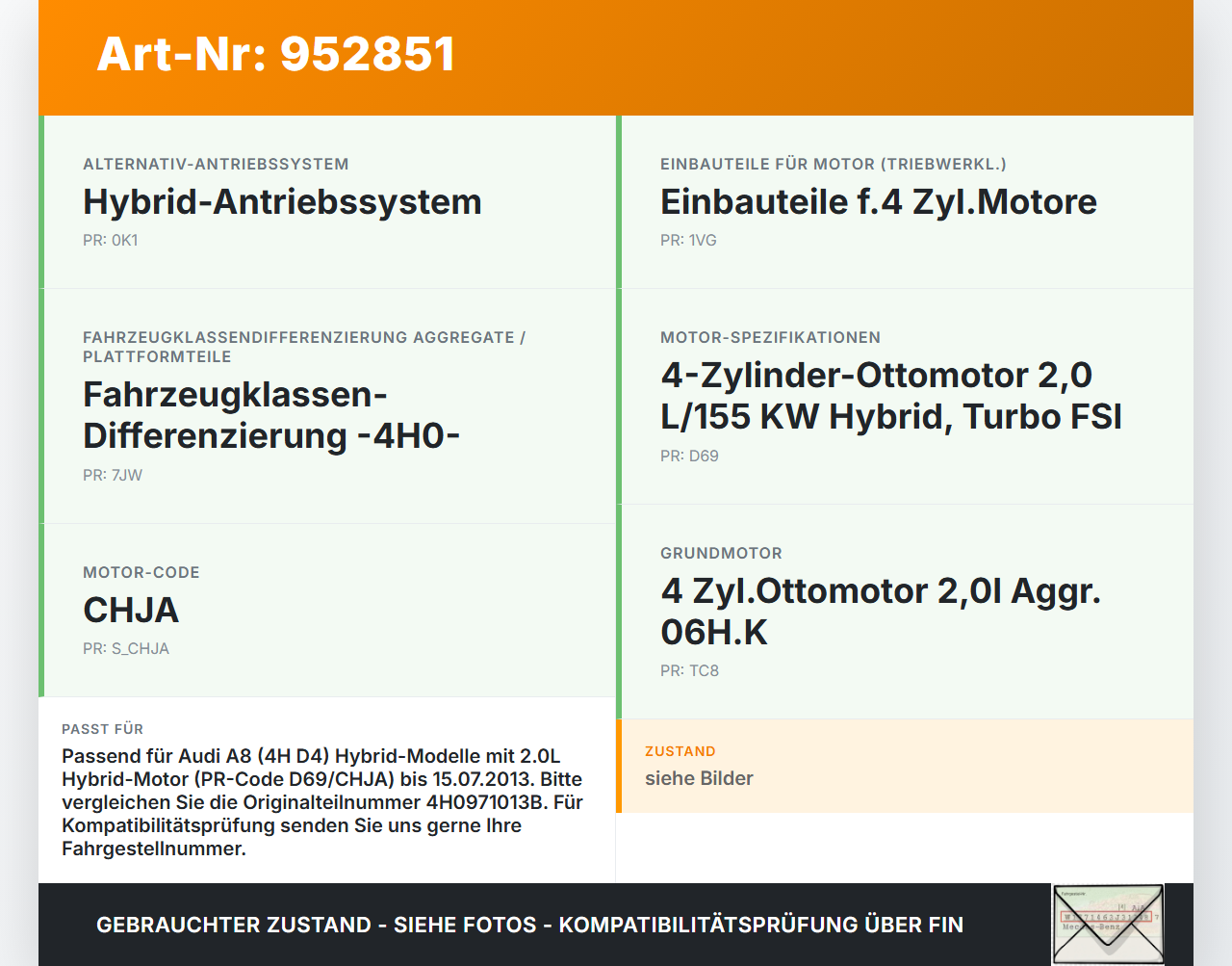 Audi A8 4H D4 09-17 Kabelbaum Hochvoltleitungssatz für
Fahrmotor Batterie Audi A8 4H D4 09-17 25.04.2012... Vorschau 3