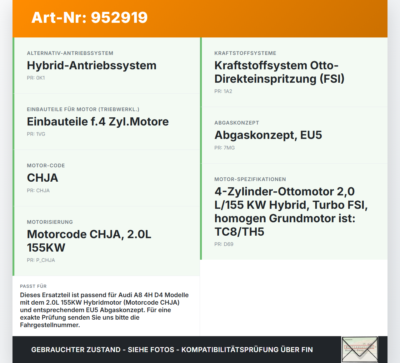 Audi A8 4H D4 09-17 Hybrid 2,0 155KW Sekundärluftpumpe Luftpumpe Pumpe Audi A8 4H D4 09-17 25.04.2012 07K959253B... Vorschau 3