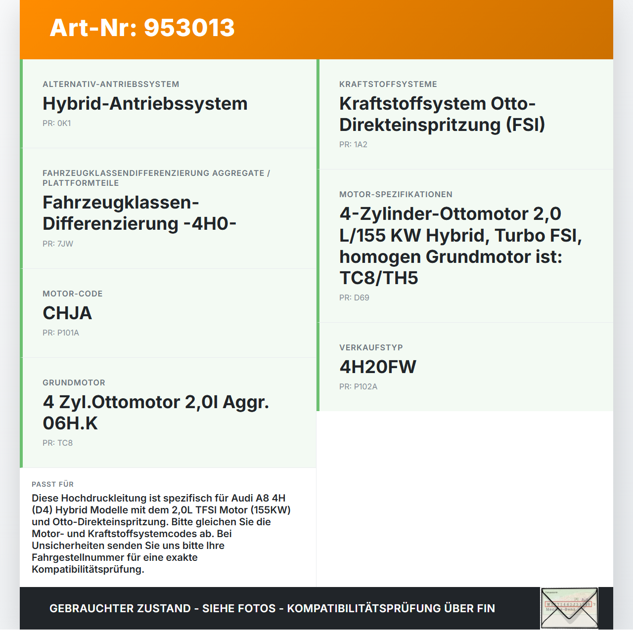 Audi A8 4H D4 09-17 Hybrid 2,0 155KW Hochdruck Leitung Kraftstoffleitung Audi A8 4H D4 09-17 25.04.2012 06J127501M... Vorschau 3