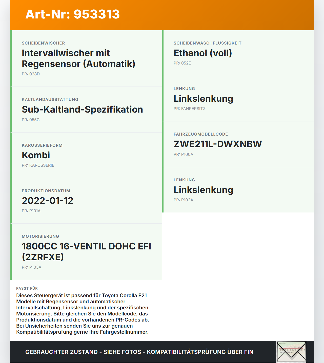 Toyota Corolla E21 19-23 Steuergerät ECU Modul Wisch Wasch Toyota Corolla E21 19-23 15.02.2022 8594012230... Vorschau 3