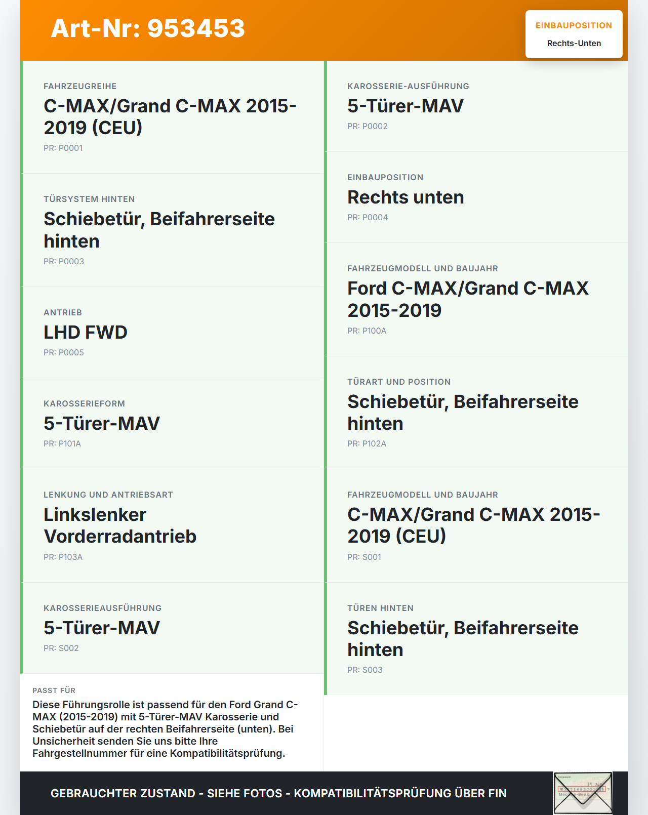 Ford Grand C-MAX 15-19 Grand Führungsrolle für Schiebetür Rechts Unten Ford Grand C-MAX 15-19 27.05.2016... Vorschau 3
