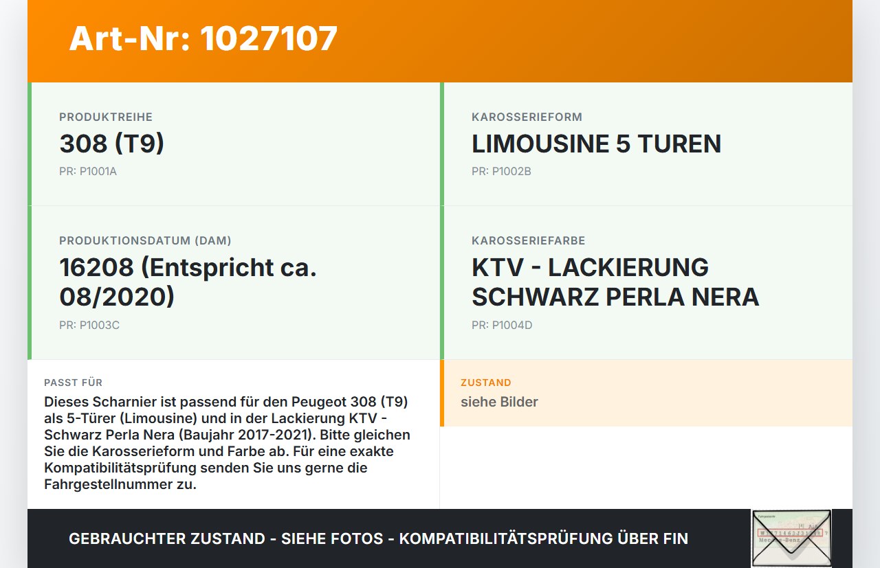 Peugeot 308 II 17-21 Scharnier Arm für Tankdeckel Tankklappe KTV Peugeot 308 II 17-21 06.04.2021 MOU022087... Vorschau 3