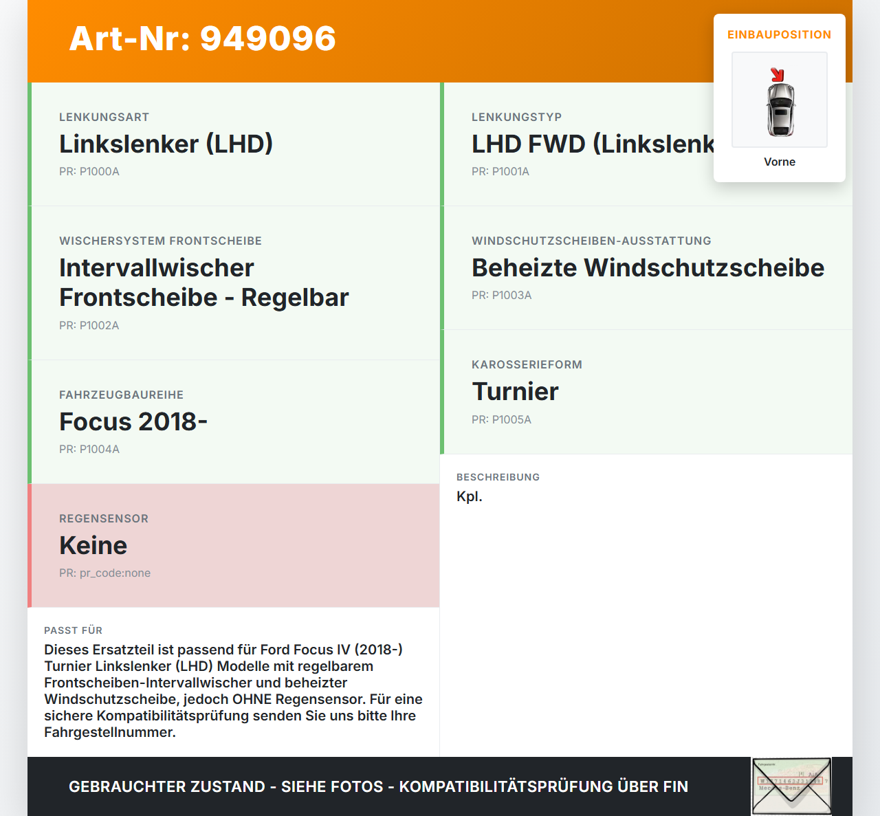 Ford Focus IV 4 HP 18-22 Wischermotor m. Wischergestänge Vorne Ford Focus IV 4 HP 18-22 12.08.2019 JX7B-17500-AB... Vorschau 3