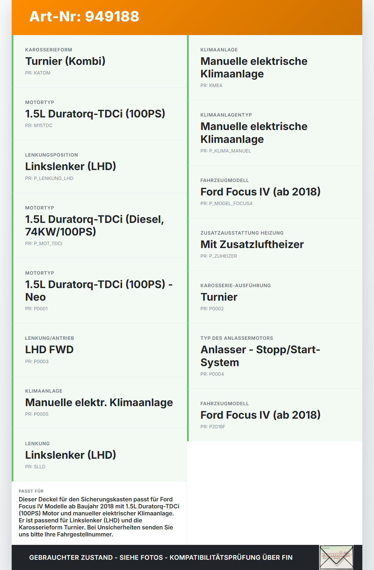 Ford Focus IV 4 HP 18-22 TDCi 1,5 74KW Deckel für Sicherungskasten Zentralelektrik Ford Focus IV 4 HP 18-22... Vorschau 3
