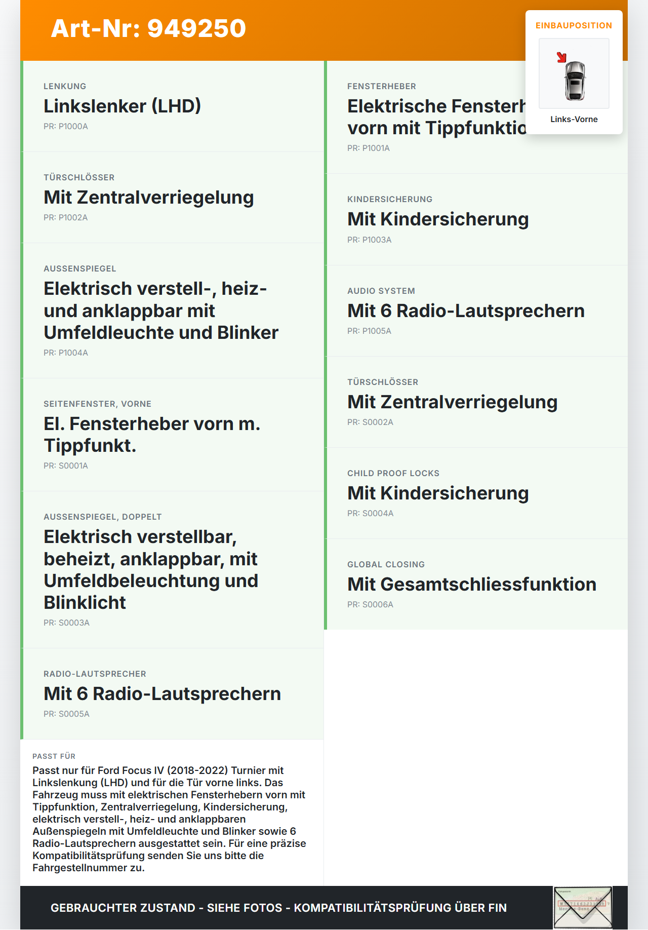 Ford Focus IV 4 HP 18-22 Kombi Kabelbaum Tür und Fensterheber Links Vorne Ford Focus IV 4 HP 18-22 12.08.2019... Vorschau 3