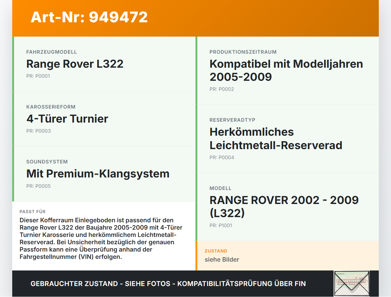 Land Range Rover L322 05-09 Kofferraummatte Kofferraum Einlegeboden Land Range Rover L322 05-09 20.09.2006... Vorschau 3