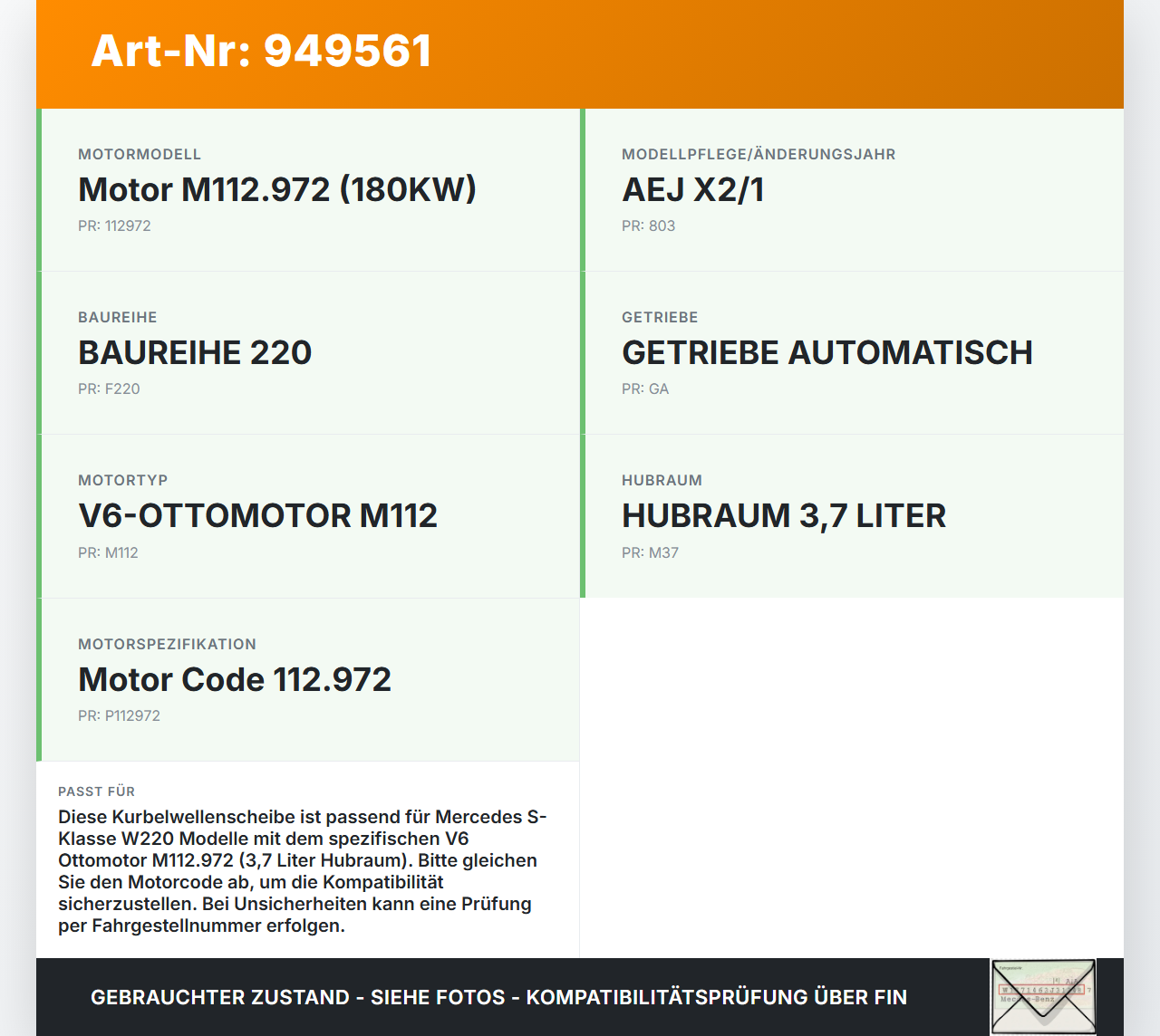Mercedes S-Kl. W220 S350 02-05 3,7i 180KW 112.972 Kurbelwellenscheibe Riemenscheibe für Kurbelwelle Mercedes S-Kl... Vorschau 3
