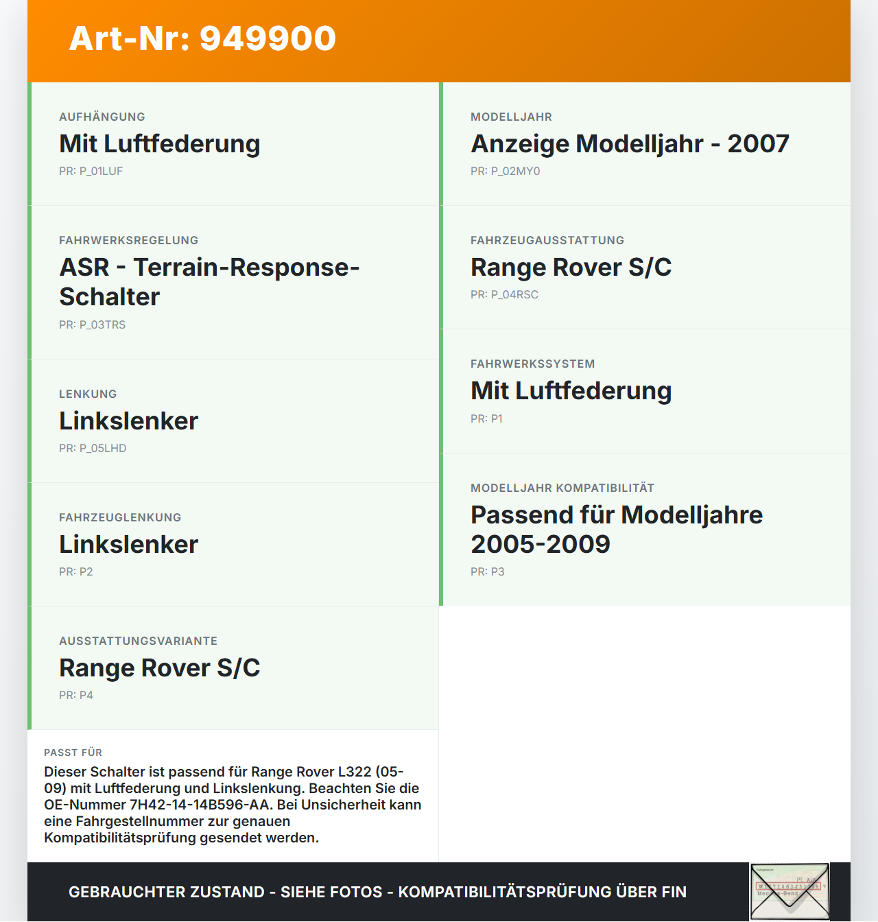 Land Range Rover L322 05-09 Schalter Verstellung Fahrwerksverstellung Land Range Rover L322 05-09 20.09.2006... Vorschau 3