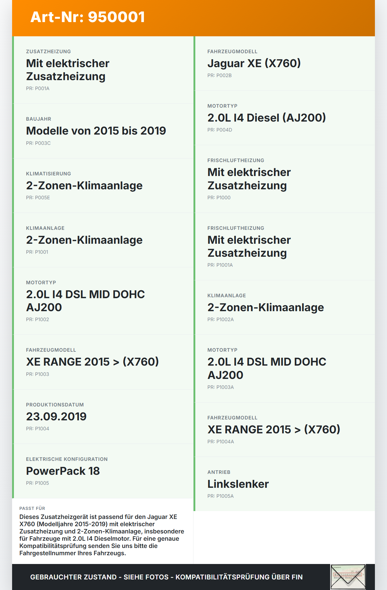 Jaguar XE X760 15-19 Zusatzheizgerät Zuheizgerät PTC Heizelement Jaguar XE X760 15-19 24.10.2019 MF013410-0861... Vorschau 3