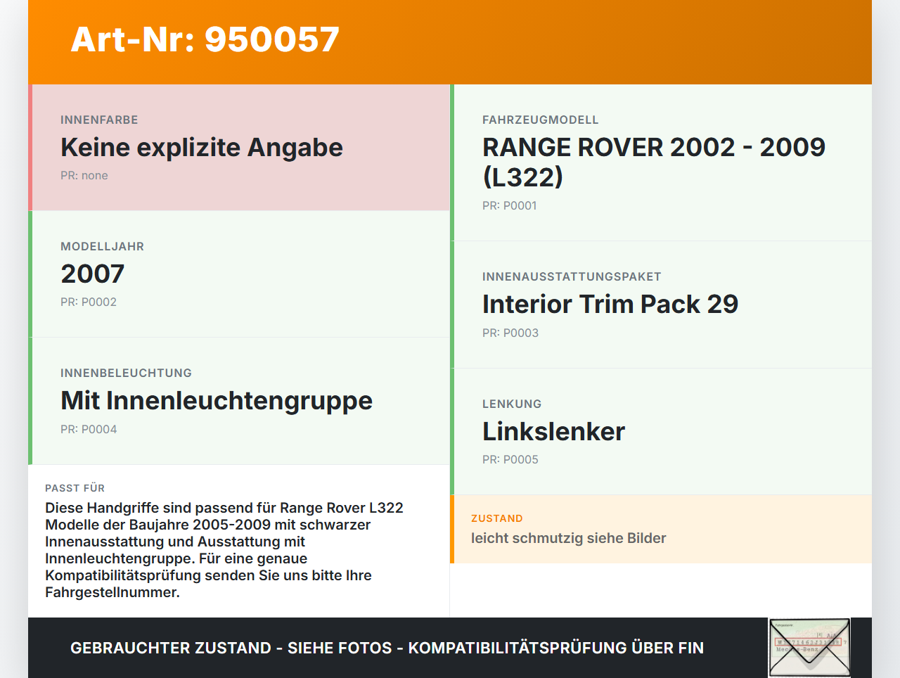 Land Range Rover L322 05-09 Handgriffe Haltegriffe Land Range Rover L322 05-09 20.09.2006 gebraucht Vorschau 3