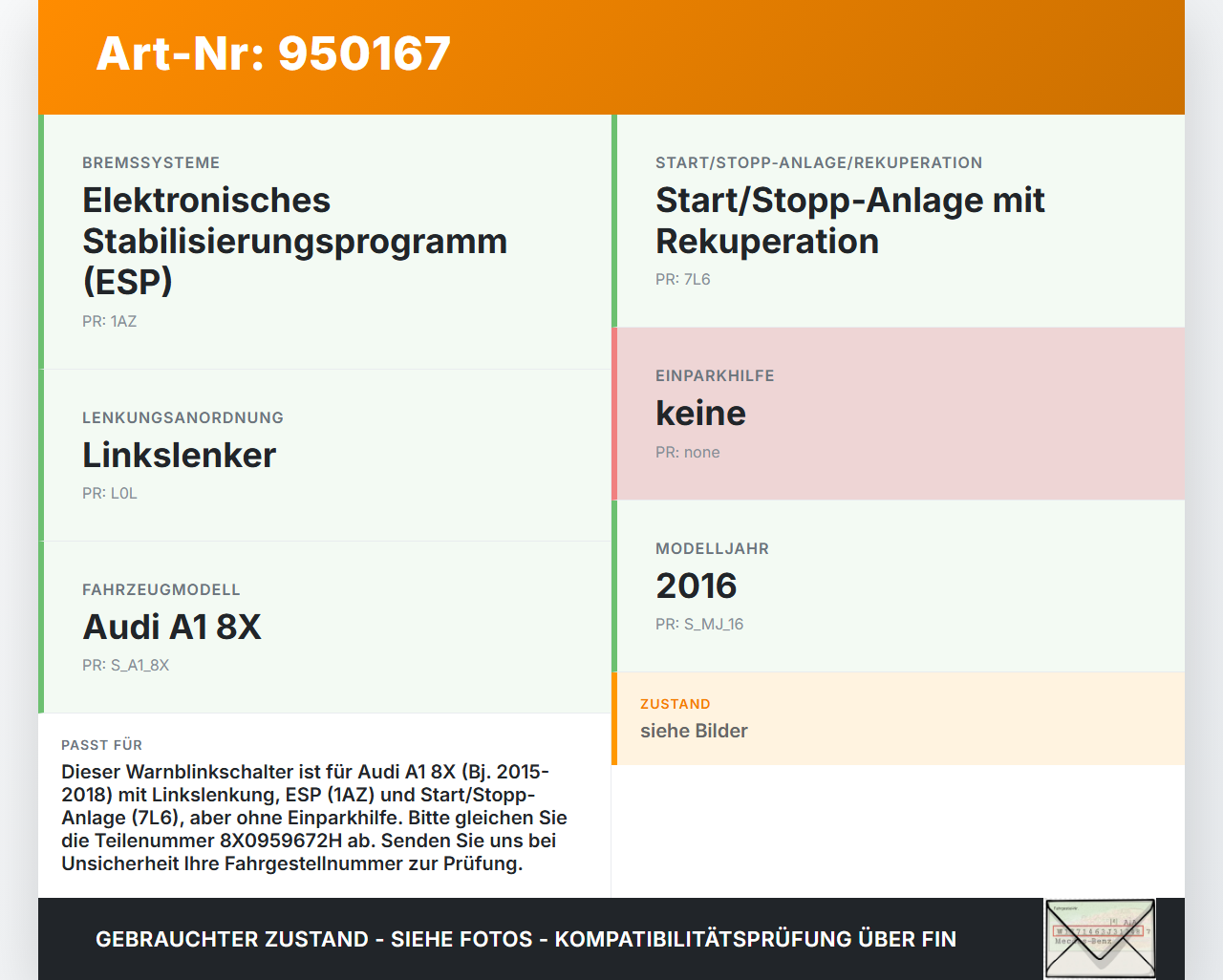 Audi A1 8X 15-18 Warnblinkschalter Schalter Audi A1 8X 15-18 23.02.2016 8X0959672H gebraucht Vorschau 3