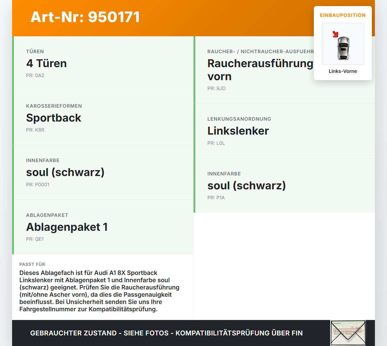 Audi A1 8X 15-18 5T Ablagefach Staufach Fach Links Vorne Audi A1 8X 15-18 23.02.2016 6J0882601A 6J0882601A4PK gebraucht Vorschau 3