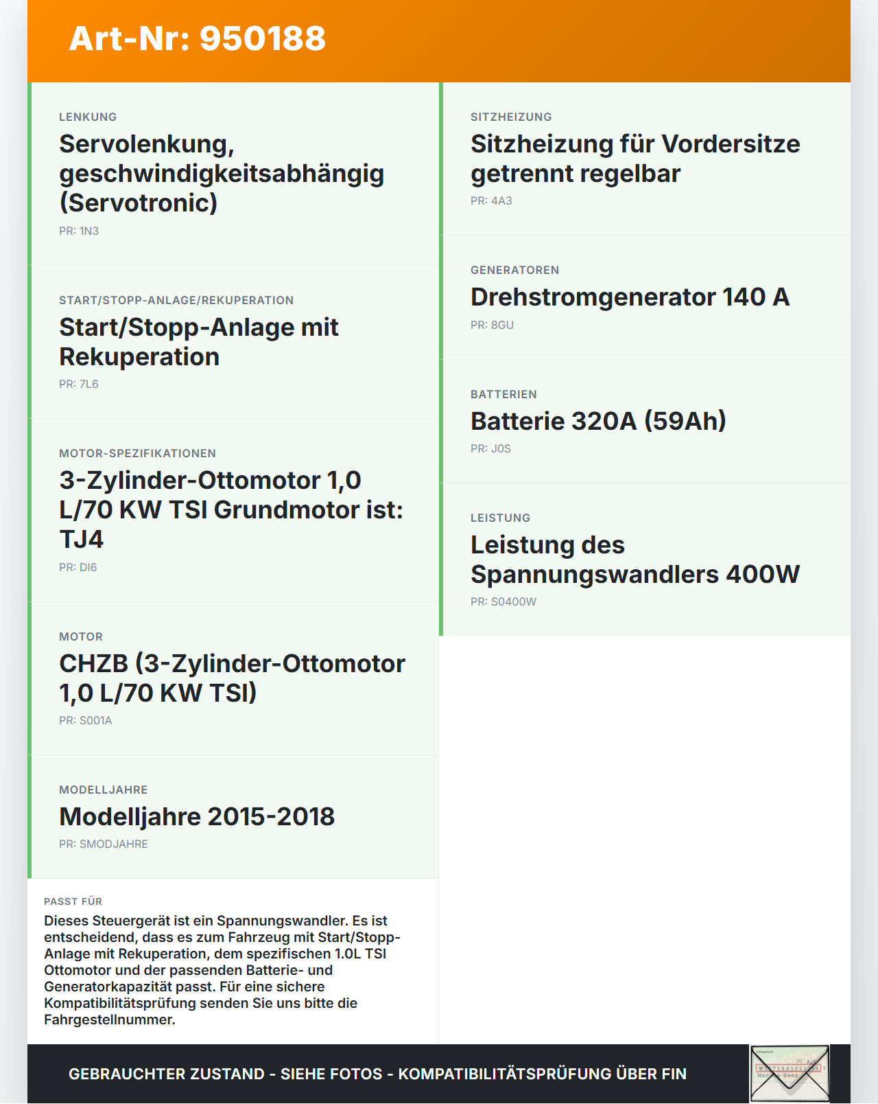 Audi A1 8X 15-18 Steuergerät SG DCDC Converter Spannungswandler 400W Audi A1 8X 15-18 23.02.2016 8K0959663D... Vorschau 3