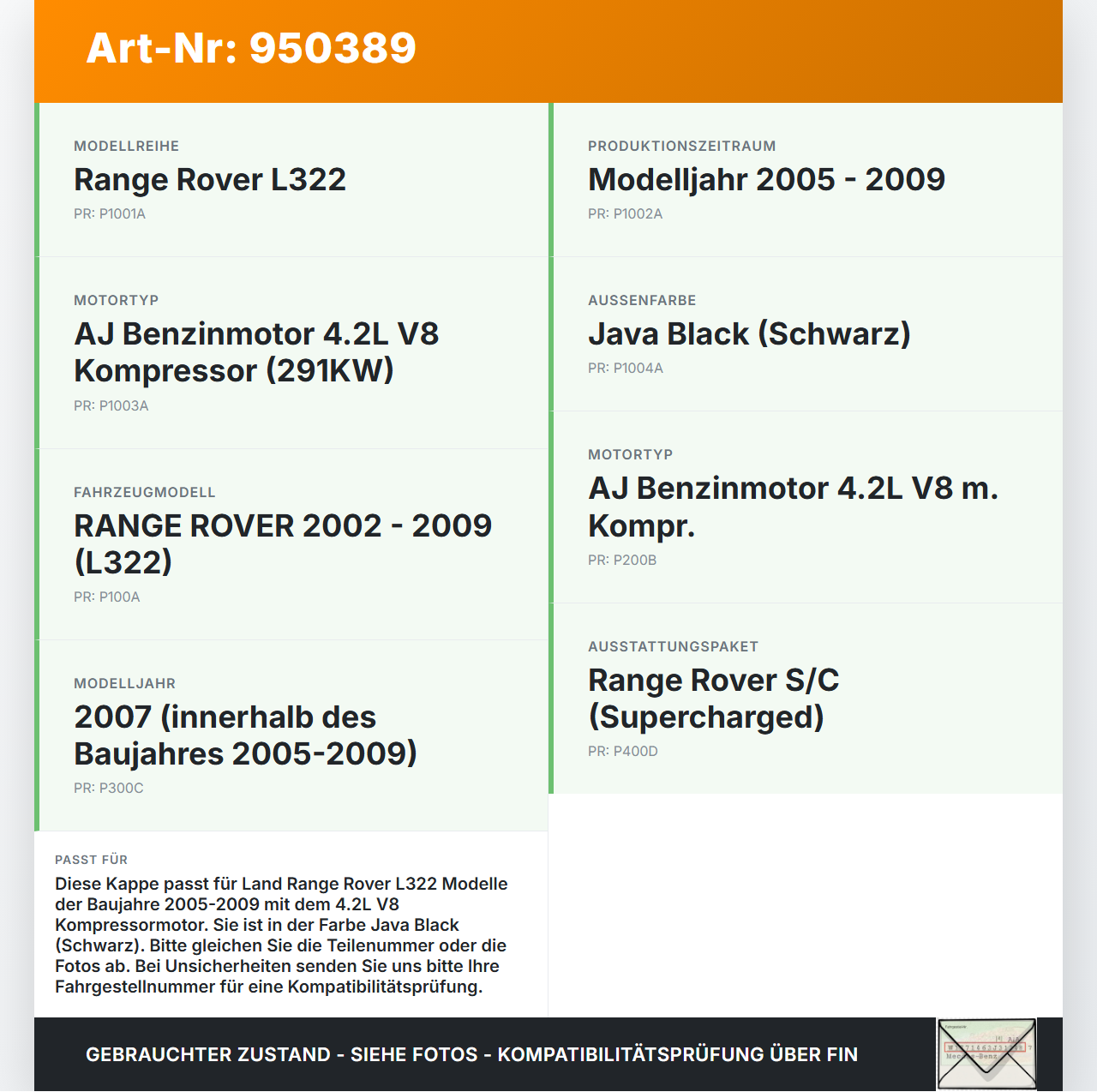 Land Range Rover L322 05-09 4,2 291KW Kappe für Fremdstartpunkt Batterie Land Range Rover L322 05-09 20.09.2006... Vorschau 3