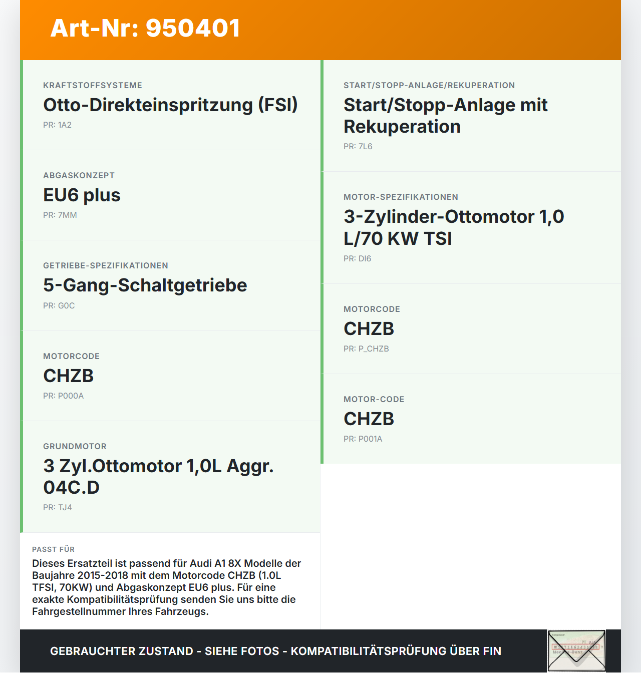 Audi A1 8X 15-18 TFSi 1,0 70KW CHZB Turbolader Turbo Abgasturbolader Audi A1 8X 15-18 23.02.2016 04C145702C gebraucht Vorschau 3