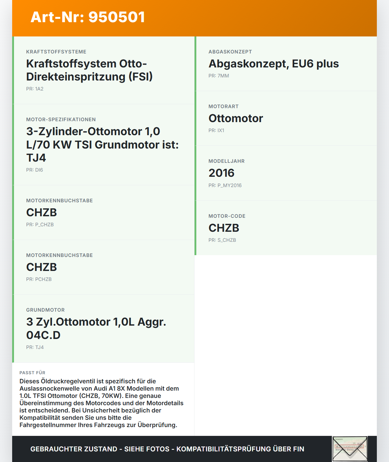 Audi A1 8X 15-18 TFSi 1,0 70KW CHZB Öldruckregelventil für Verstellung Nockenwelle Auslass Audi A1 8X 15-18... Vorschau 3