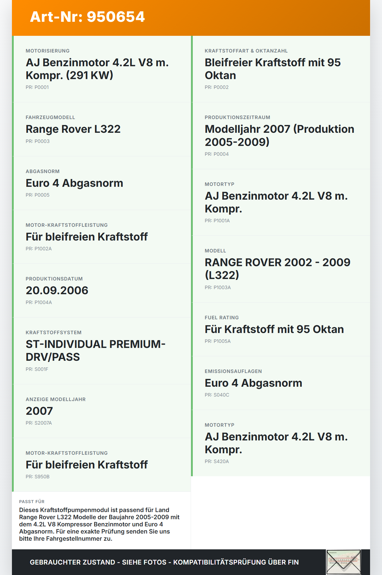 Land Range Rover L322 05-09 4,2 291KW Kraftstoffpumpe Kraftstoff Förderpumpe Tankgeber Land Range Rover L322 05-09... Vorschau 3