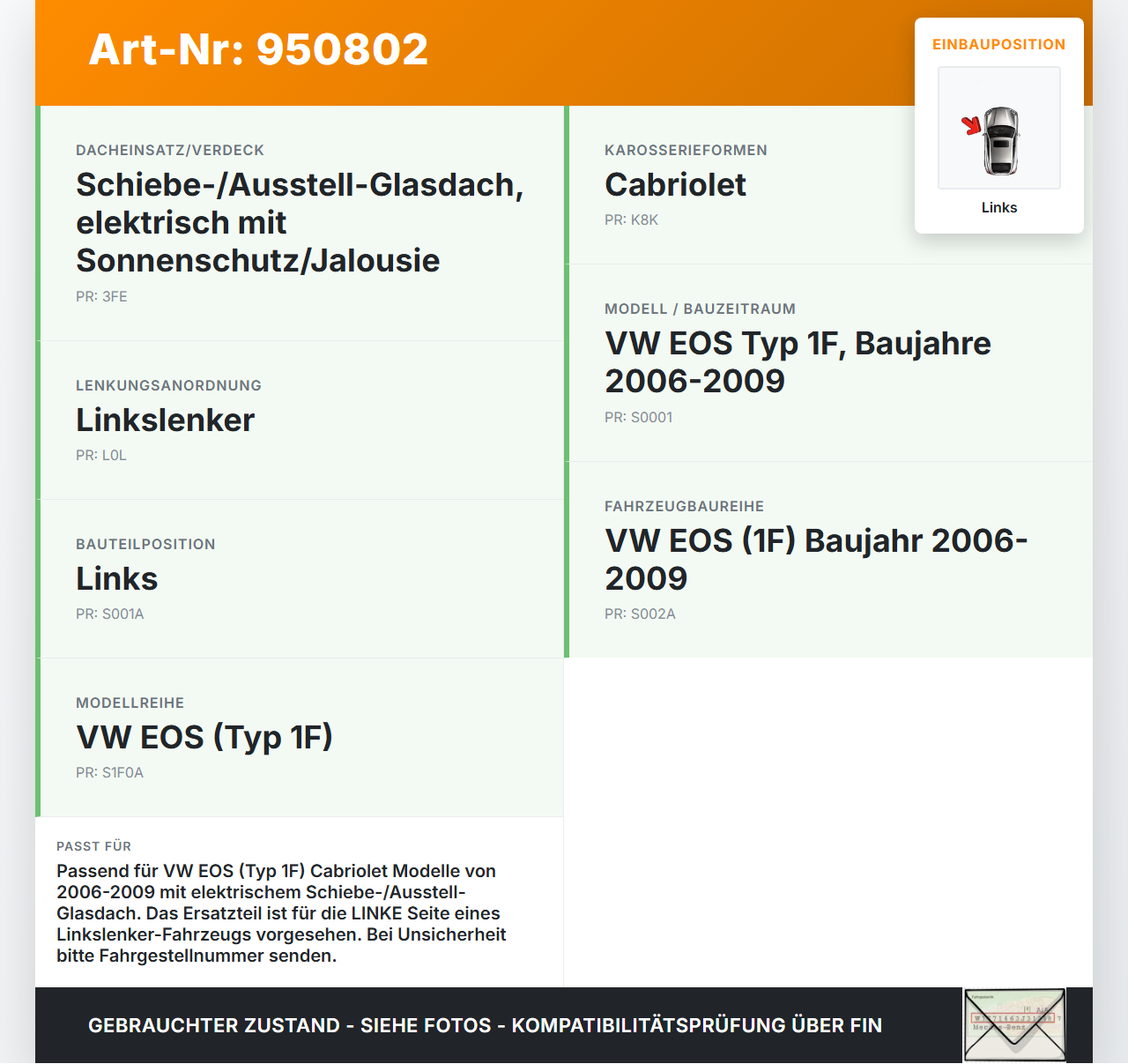 VW EOS 1F 06-09 Cabriolet Zylinder Hydraulikzylinder Hydraulik für Verdeck Links VW EOS 1F 06-09 13.04.2007... Vorschau 3