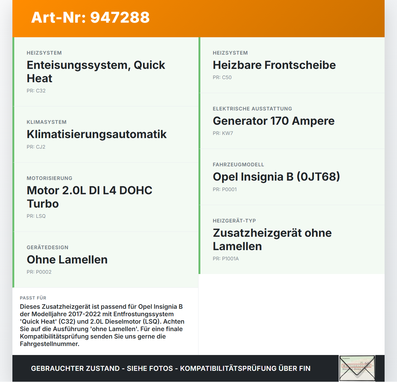 Opel Insignia B 17-21 Zusatzheizgerät Zuheizgerät ohne Lamellen Opel Insignia B 17-21 29.10.2021 13637150... Vorschau 3