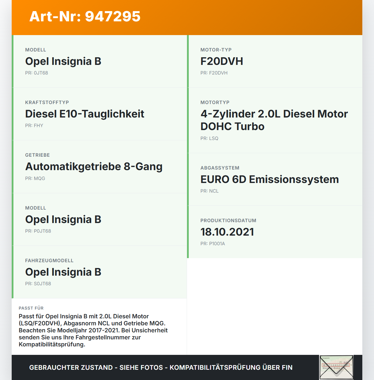 Opel Insignia B 17-21 CDTi 2,0 128KW Hochdruck Leitung Kraftstoffleitung Opel Insignia B 17-21 29.10.2021 gebraucht Vorschau 3