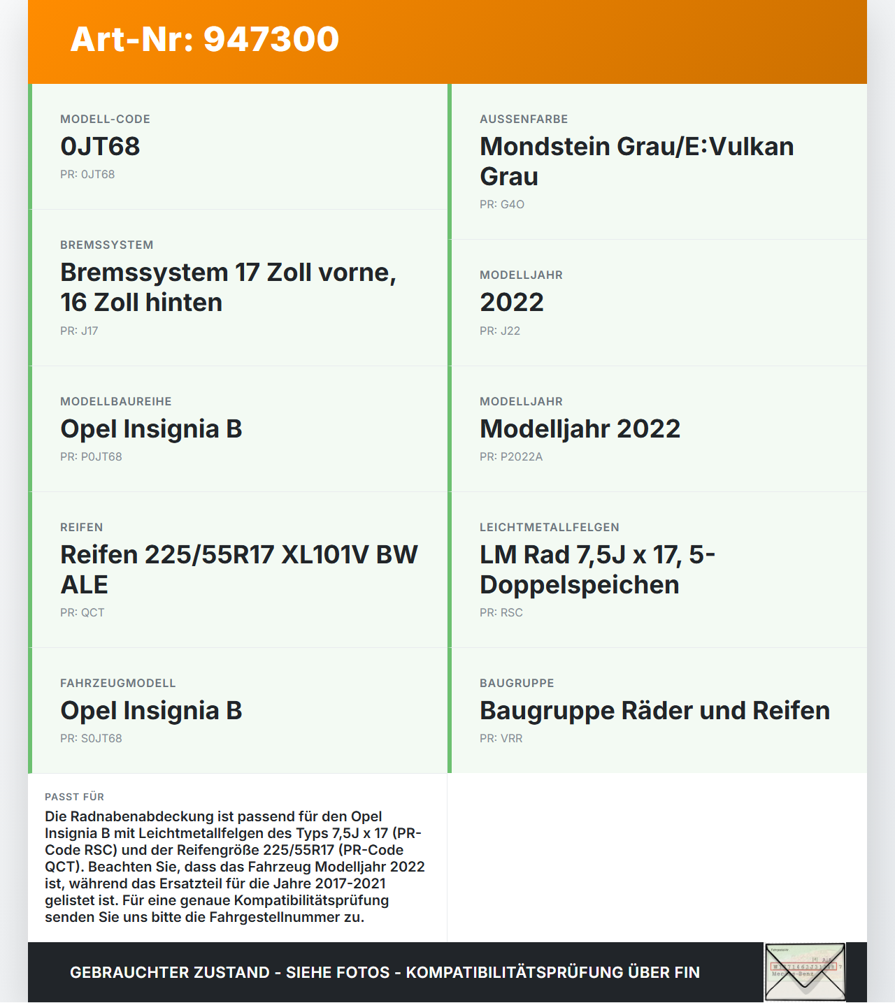 Opel Insignia B 17-21 Radnabenabdeckung Rad Nabenabdeckung Nabenblende Pos.1 Opel Insignia B 17-21 29.10.2021... Vorschau 3