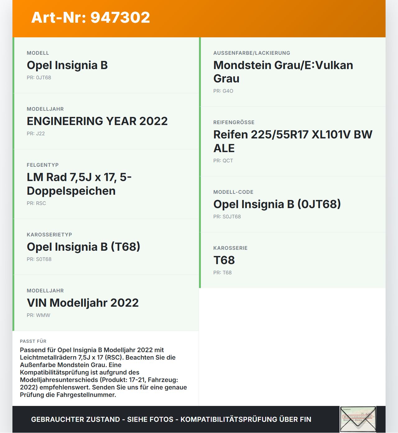 Opel Insignia B 17-21 Radnabenabdeckung Rad Nabenabdeckung Nabenblende Pos.3 Opel Insignia B 17-21 29.10.2021... Vorschau 3