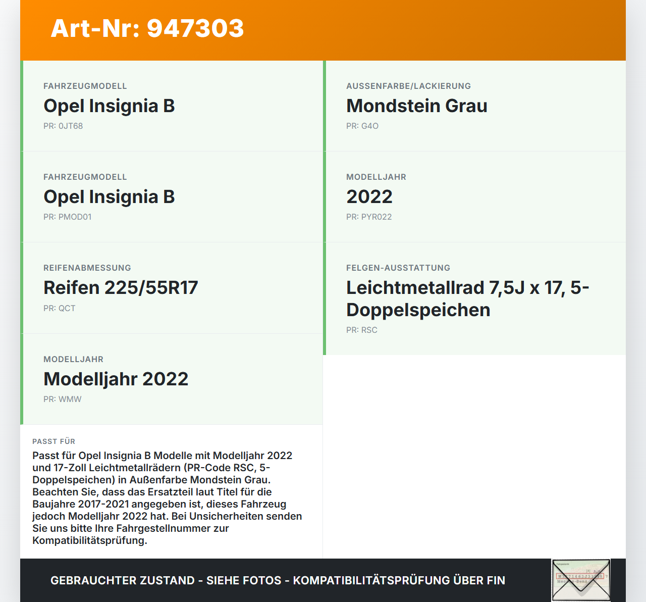 Opel Insignia B 17-21 Radnabenabdeckung Rad Nabenabdeckung Nabenblende Pos.4 Opel Insignia B 17-21 29.10.2021... Vorschau 3