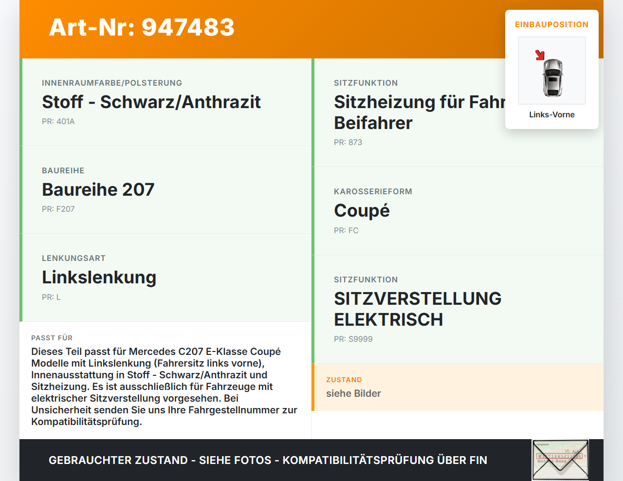 Mercedes C207 E200 13-17 Coupe Abdeckung Blende für Sitz Fahrersitz Links Vorne Mercedes C207 E200 13-17 16.07.2015... Vorschau 3
