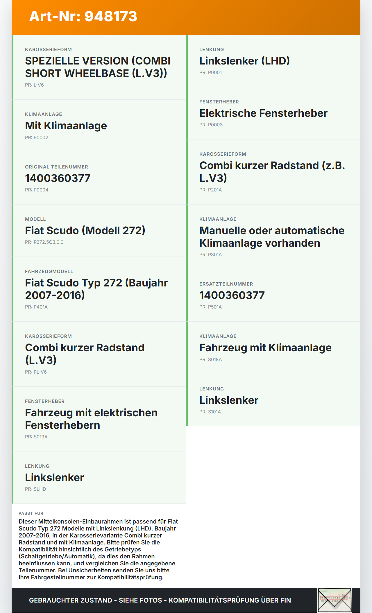 Fiat Scudo 272 07-16 Mittelkonsole Einbaurahmen Fiat Scudo 272 07-16 12.04.2007 1400360377 gebraucht Vorschau 3