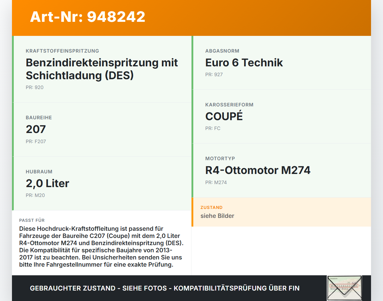 Mercedes C207 E200 13-17 2,0 135KW Hochdruck Leitung Kraftstoffleitung Mercedes C207 E200 13-17 16.07.2015 gebraucht Vorschau 3