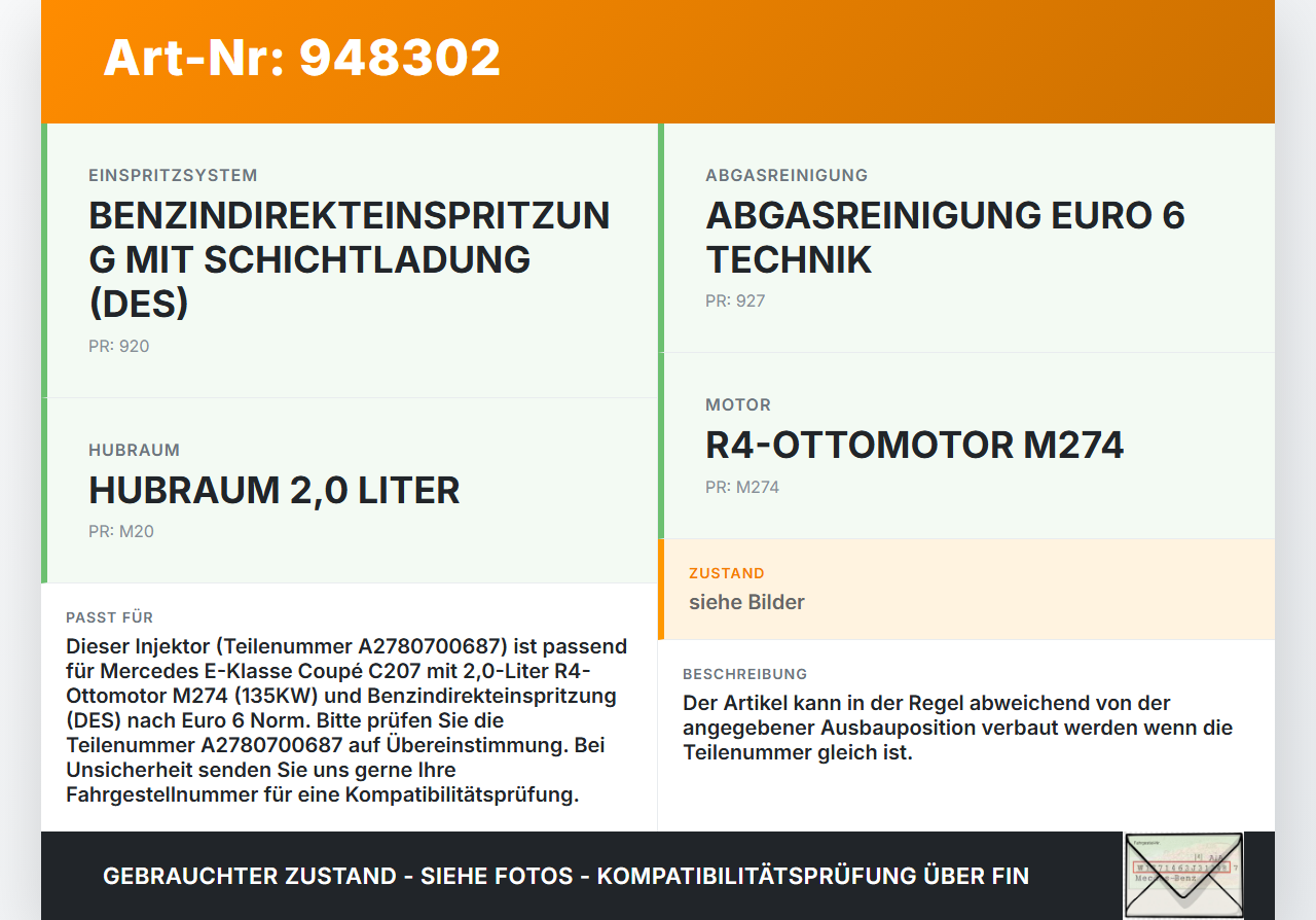 Mercedes C207 E200 13-17 2,0 135KW Injektor Einspritzdüse Mercedes C207 E200 13-17 16.07.2015 A2780700687... Vorschau 3