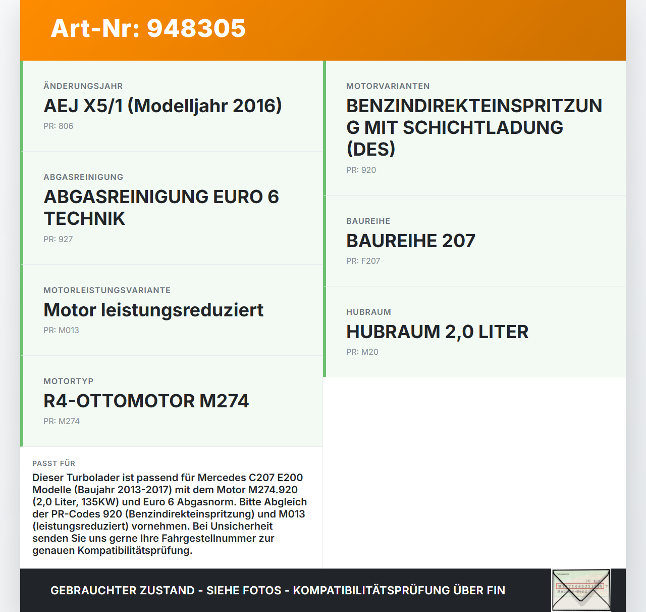Mercedes C207 E200 13-17 2,0 135KW 274.920 Turbolader Turbo Abgasturbolader Mercedes C207 E200 13-17 16.07.2015... Vorschau 3