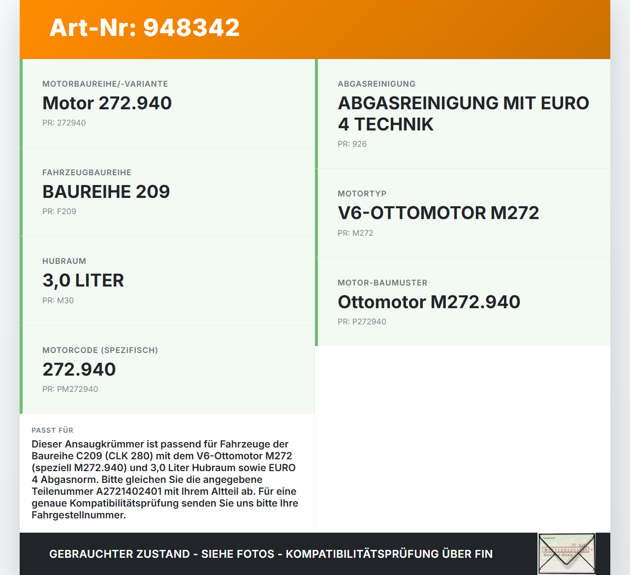 Mercedes C209 CLK 280 05-09 3,0 170KW 272.940 Ansaugbrücke Ansaugkrümmer Saugrohrmodul Mercedes C209 CLK 280 05-09... Vorschau 3