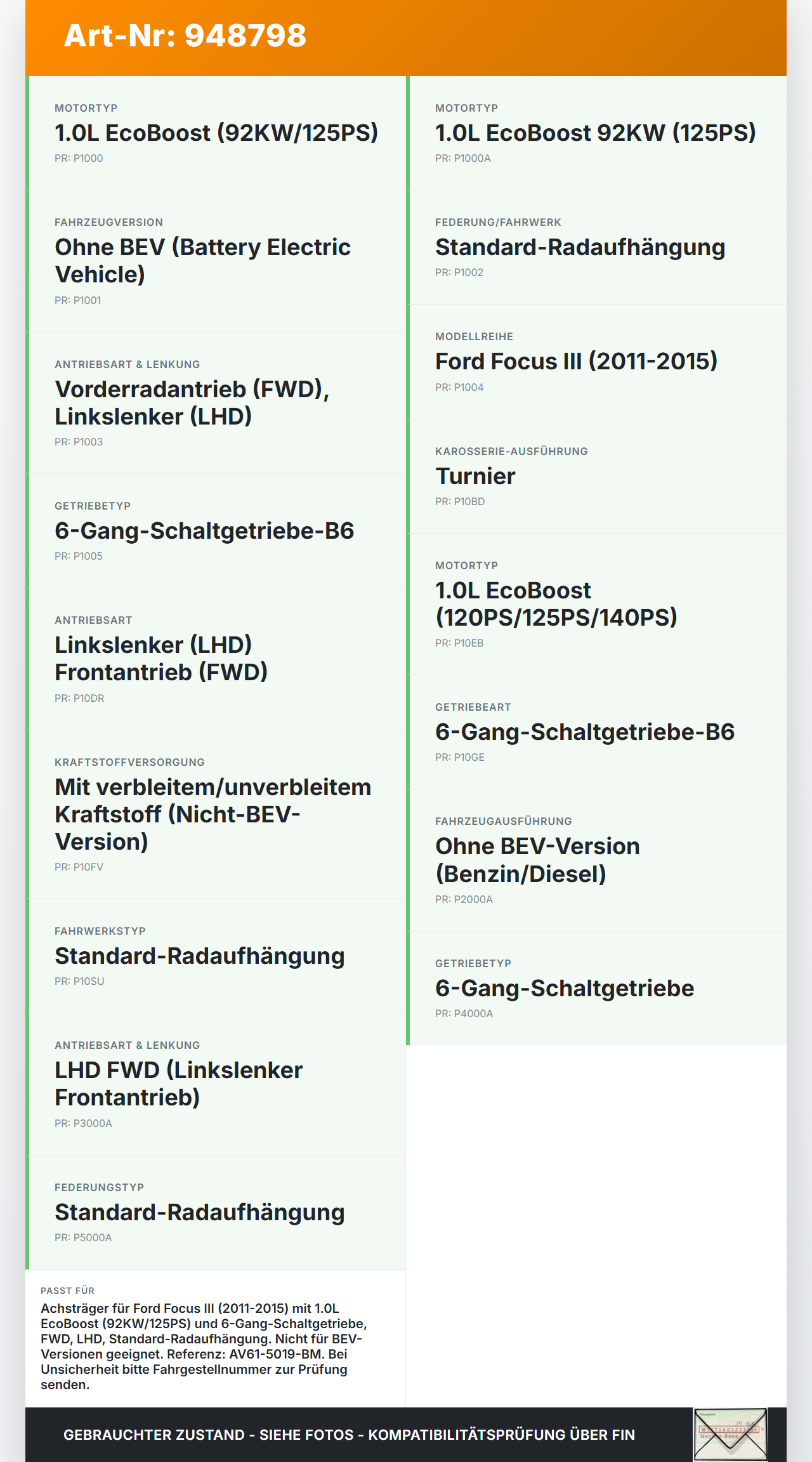 Ford Focus III 11-15 1,0 92KW Vorderachse Motorträger Motorhalter Achsträger Ford Focus III 11-15 04.04.2014... Vorschau 3
