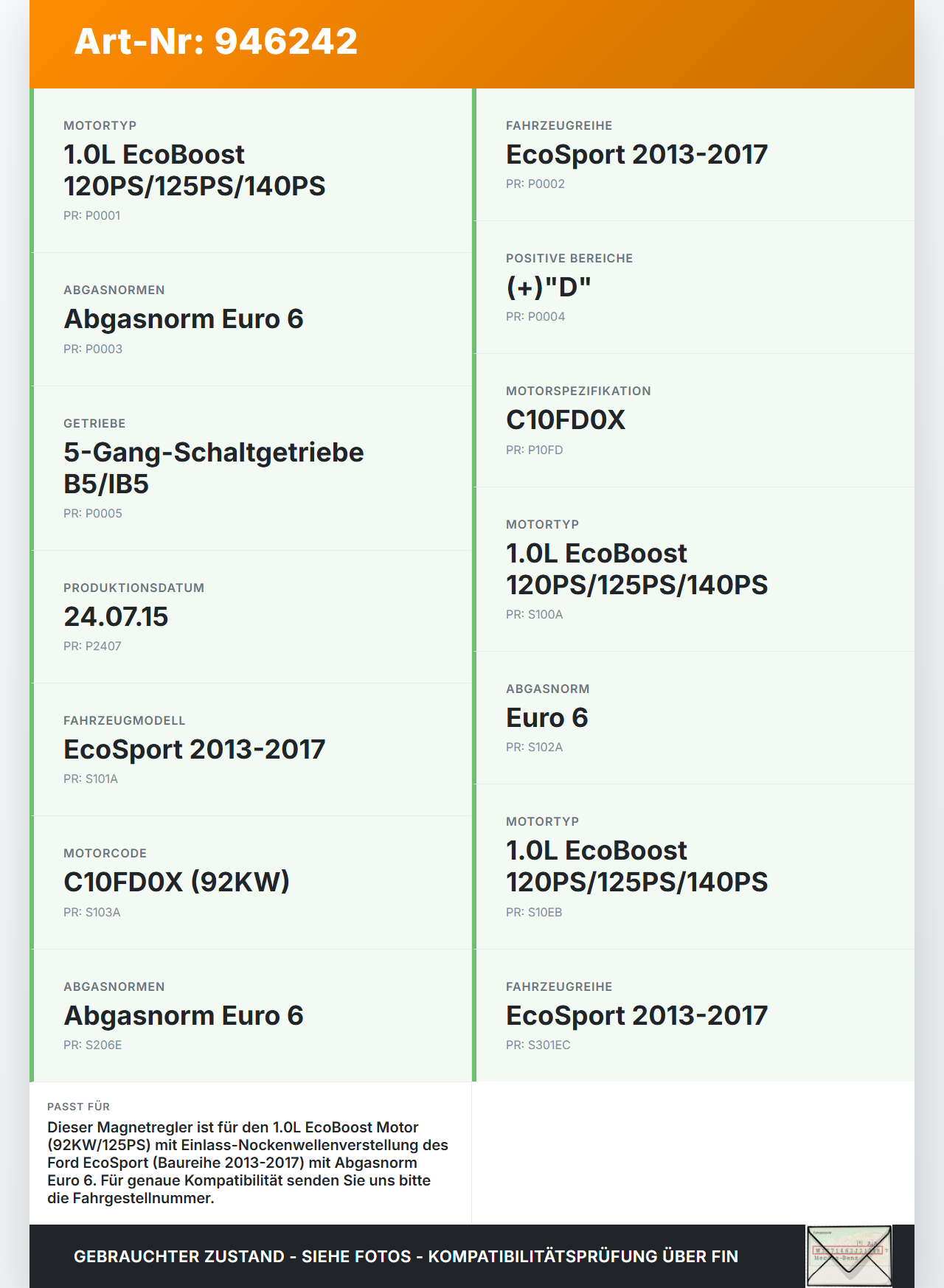 Ford EcoSport 12-22 1,0 92KW C10FD0X Magnetregler für Nockenwellenrad Verstellung Nockenwelle Einlass Ford EcoSport... Vorschau 3