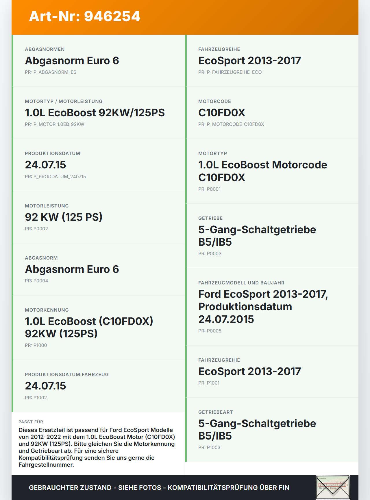 Ford EcoSport 12-22 1,0 92KW C10FD0X Kurbelwelle Ford EcoSport 12-22 19.11.2015 - gebraucht Vorschau 3
