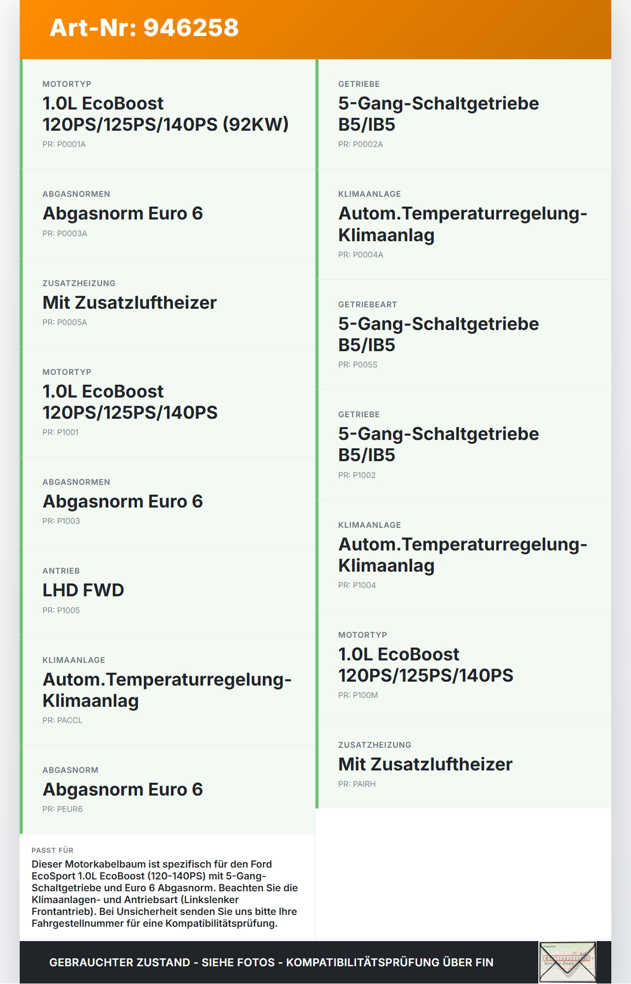 Ford EcoSport 12-22 1,0 92KW Kabelbaum Motorkabelbaum Leitungssatz für Motor Ford EcoSport 12-22 19.11.2015... Vorschau 3