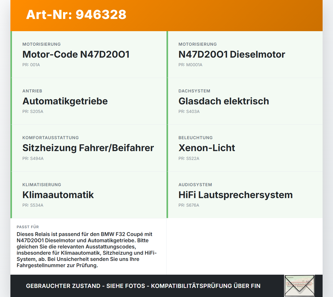 BMW F32 420d 13-17 Relais Stromverteiler BMW F32 420d 13-17 29.04.2014 9224866 61149224866 V5929615201 MA20140828... Vorschau 3