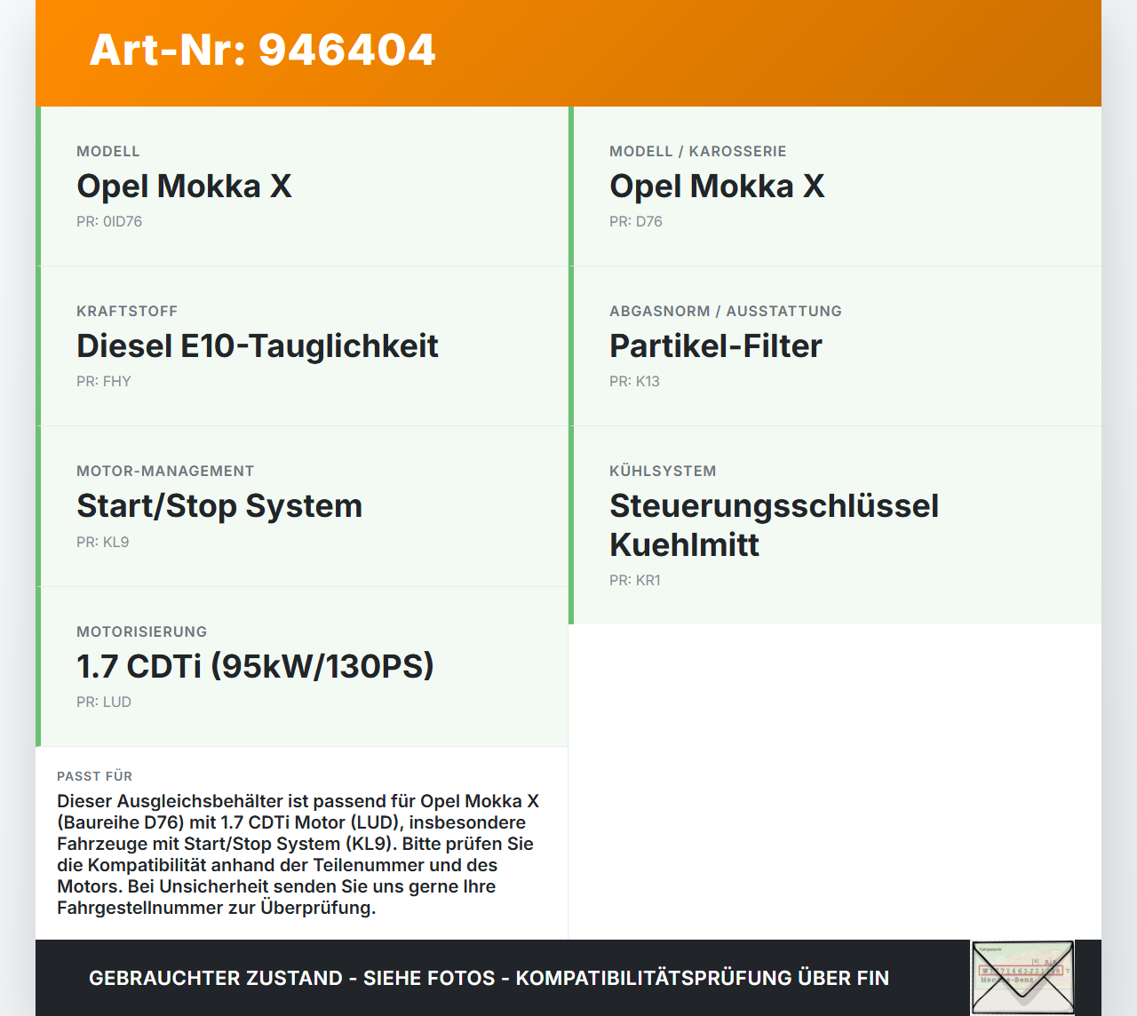 Opel Mokka X 12-19 CDTi 1,7 96KW Ausgleichsbehälter für Kühlmittel Opel Mokka X 12-19 01.03.2013 95201979 gebraucht Vorschau 3